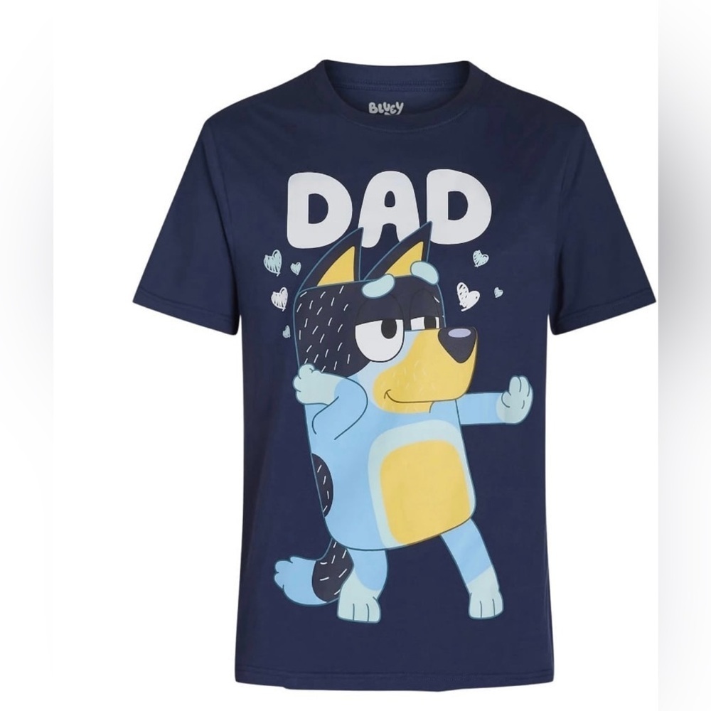 Bluey Men's Dad Graphic T-Shirt Navy NWT‎